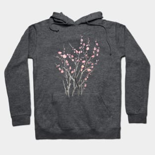 red plum flower watercolor painting 2021 Hoodie